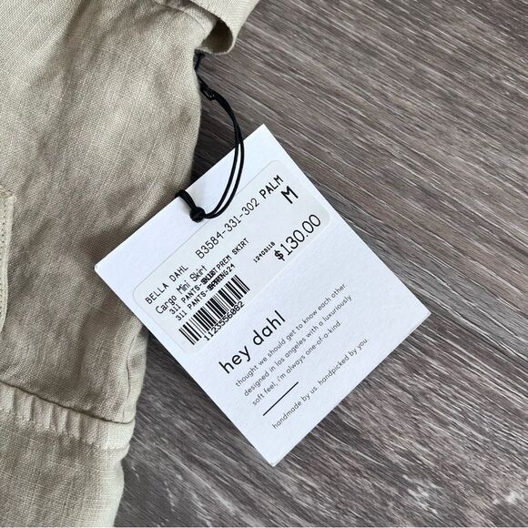 Nwt Bella Dahl 100% linen Cargo mini skirt in palm green size M womens - Picture 3 of 9